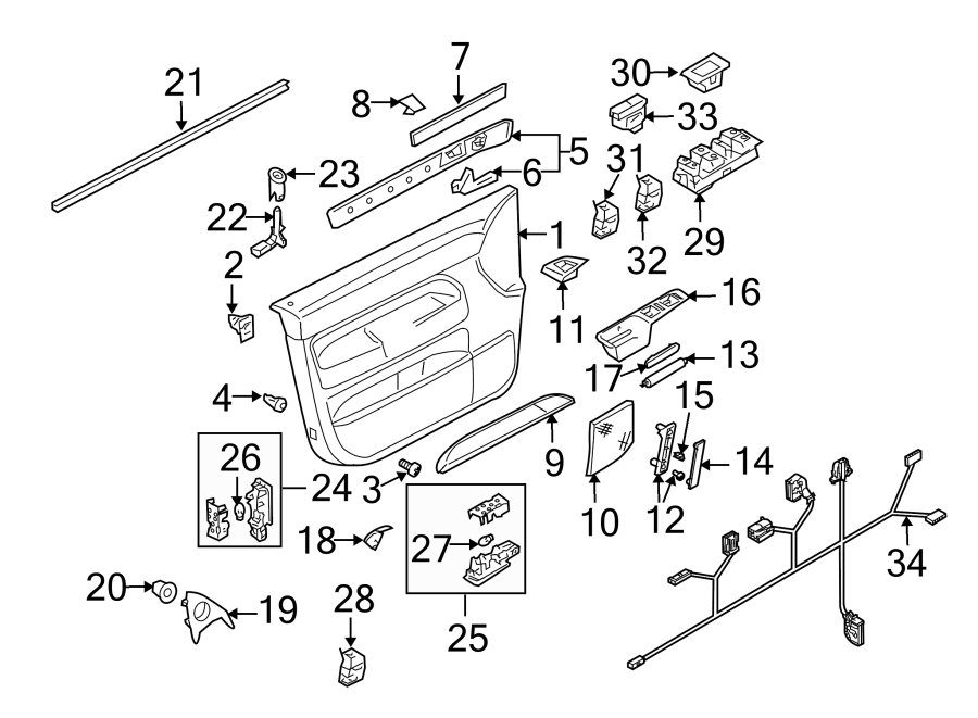 Volkswagen Touareg Door Wiring Harness. W/o power child lock. W/power ...