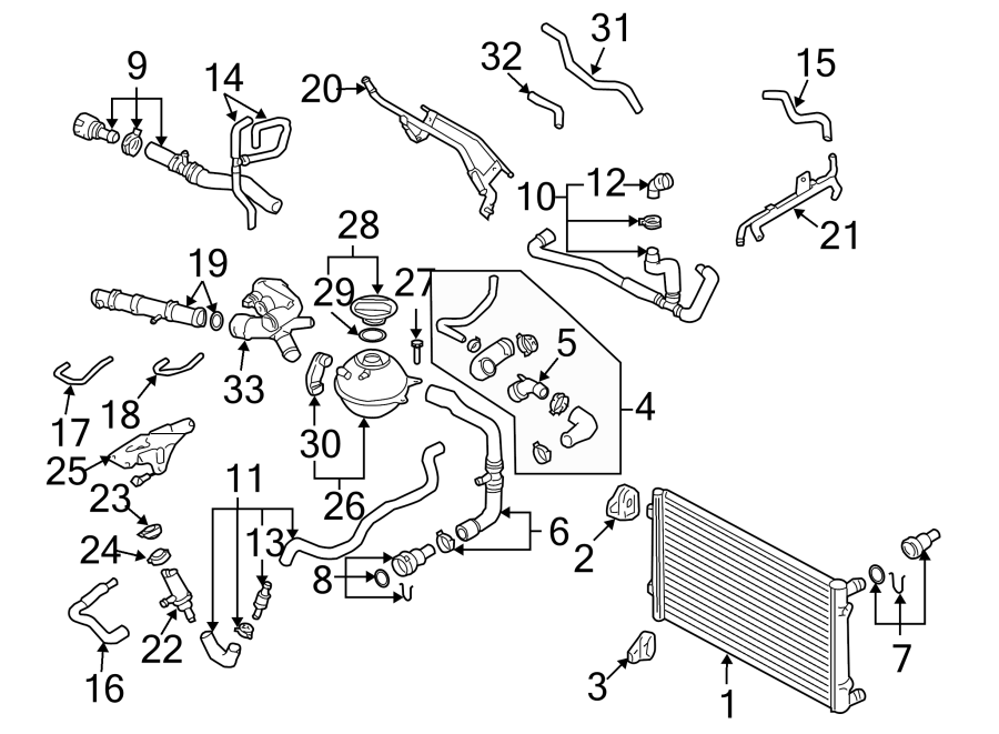 Volkswagen Jetta GLI Engine Coolant Hose. 2.8 LITER, 2003-05, #2